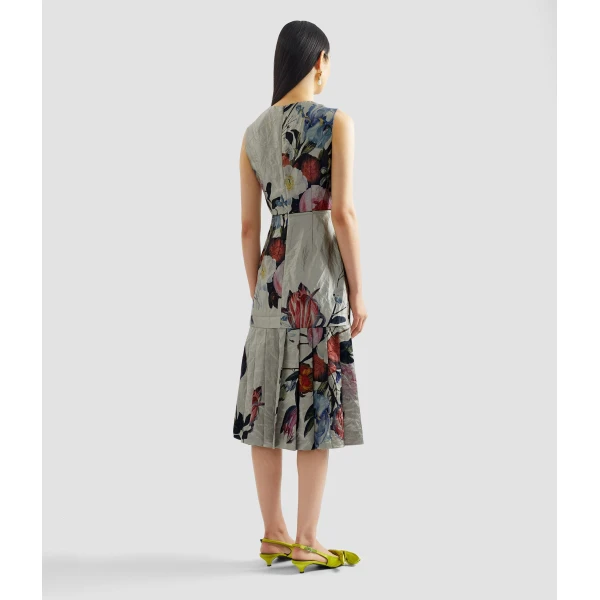 Erdem Floral Print Textured Satin Sleeveless Midi Dress - Dresses - British Romantic Luxury at Luxury Shoes 