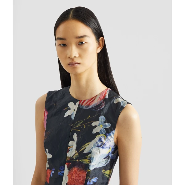 Erdem Floral Print Textured Satin Sleeveless Midi Dress - Dresses - British Romantic Luxury at Luxury Shoes 