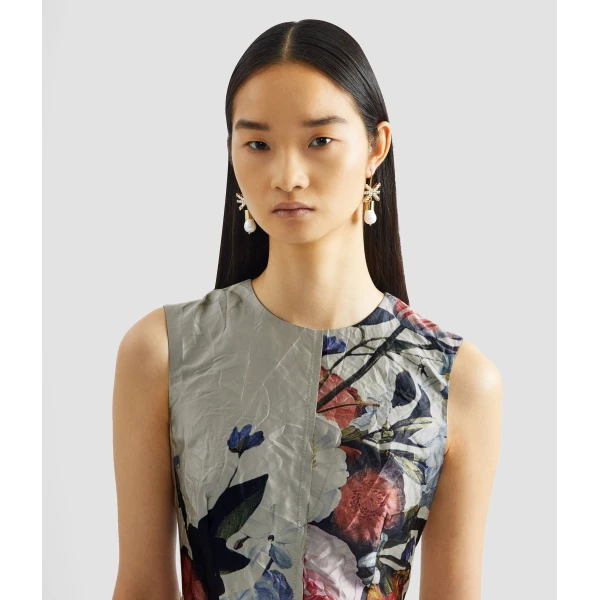 Erdem Floral Print Textured Satin Sleeveless Midi Dress - Dresses - British Romantic Luxury at Luxury Shoes 