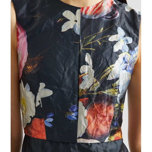 Erdem Floral Print Textured Satin Sleeveless Midi Dress - Dresses - British Romantic Luxury at Luxury Shoes 