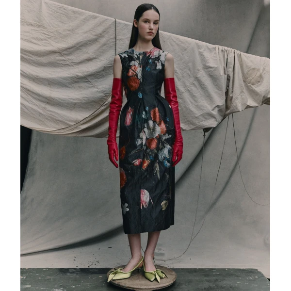 Erdem Floral Print Textured Satin Sleeveless Midi Dress - Dresses - British Romantic Luxury at Luxury Shoes 