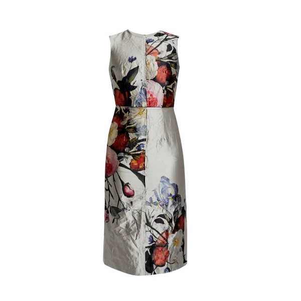 Erdem Floral Print Textured Satin Sleeveless Midi Dress - Dresses - British Romantic Luxury at Luxury Shoes 