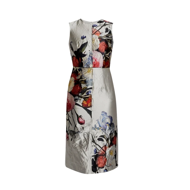 Erdem Floral Print Textured Satin Sleeveless Midi Dress - Dresses - British Romantic Luxury at Luxury Shoes 