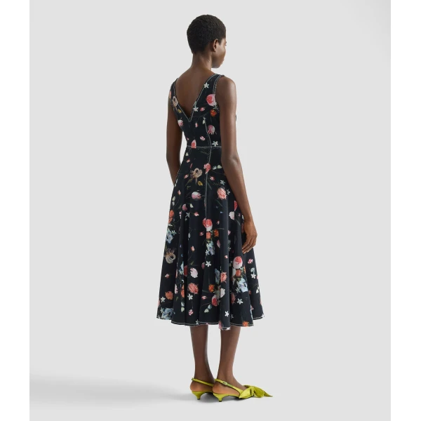 Erdem Floral Print Textured Twill Sleeveless Midi Dress - Dresses - British Romantic Luxury at Luxury Shoes 