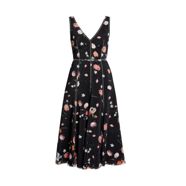 Erdem Floral Print Textured Twill Sleeveless Midi Dress - Dresses - British Romantic Luxury at Luxury Shoes 