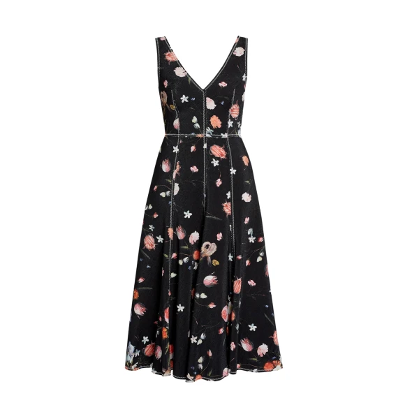 Erdem Floral Print Textured Twill Sleeveless Midi Dress - Dresses - British Romantic Luxury at Luxury Shoes 
