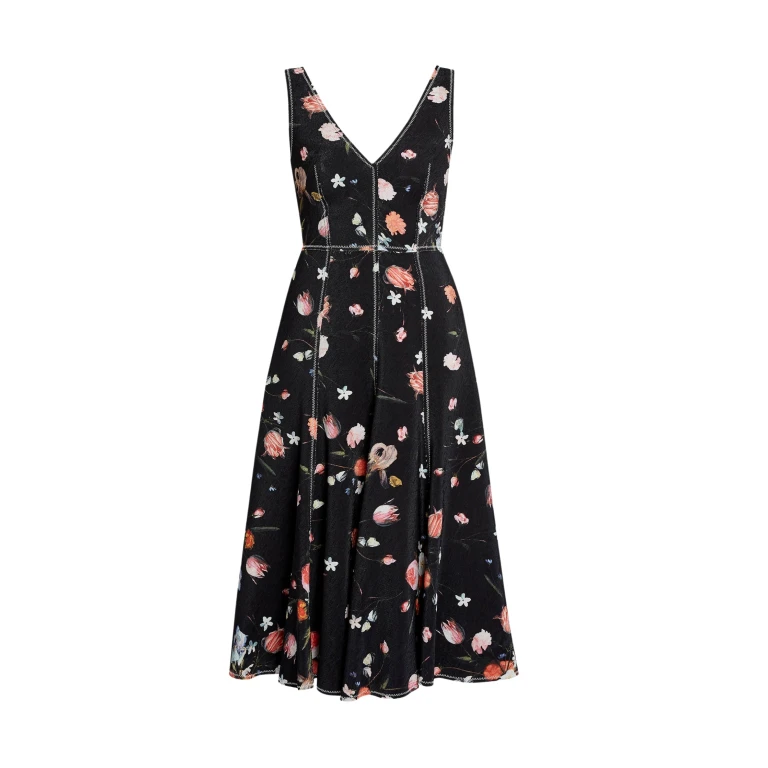 Erdem Floral Print Textured Twill Sleeveless Midi Dress - Dresses - British Romantic Luxury at Luxury Shoes 