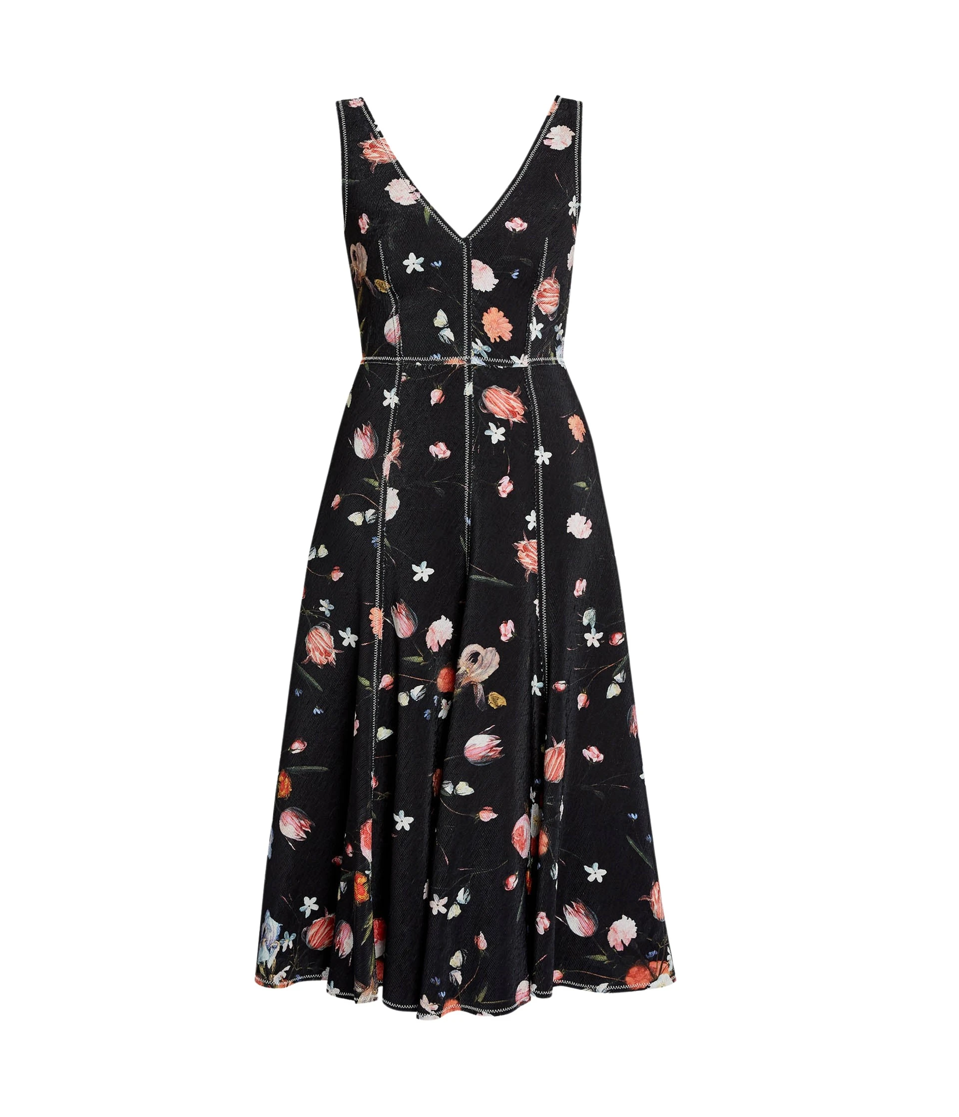 Erdem-Floral-Print-Textured-Twill-Sleeveless-Midi-Dress-coveti38184_nobg Erdem Floral Print Textured Twill Sleeveless Midi Dress - Dresses - British Romantic Luxury at Luxury Shoes