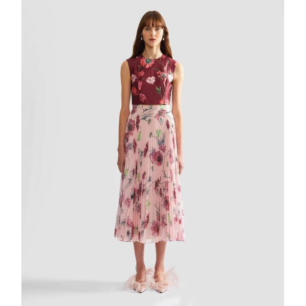 Erdem Floral Textured Satin Crop Top - Tops - British Romantic Luxury at Luxury Shoes 