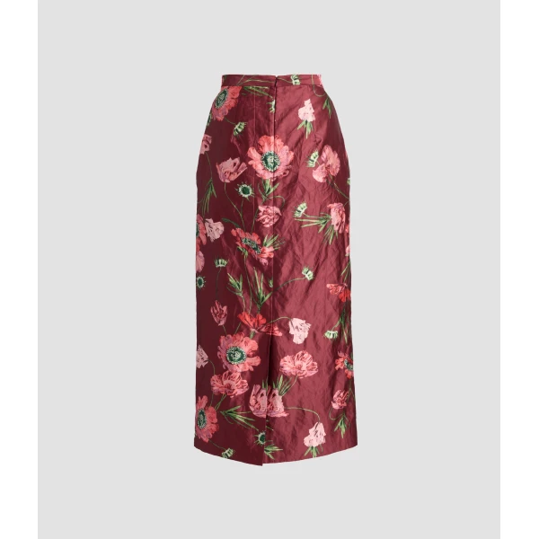 Erdem Floral Textured Satin Midi Pencil Skirt - Skirts - British Romantic Luxury at Luxury Shoes 