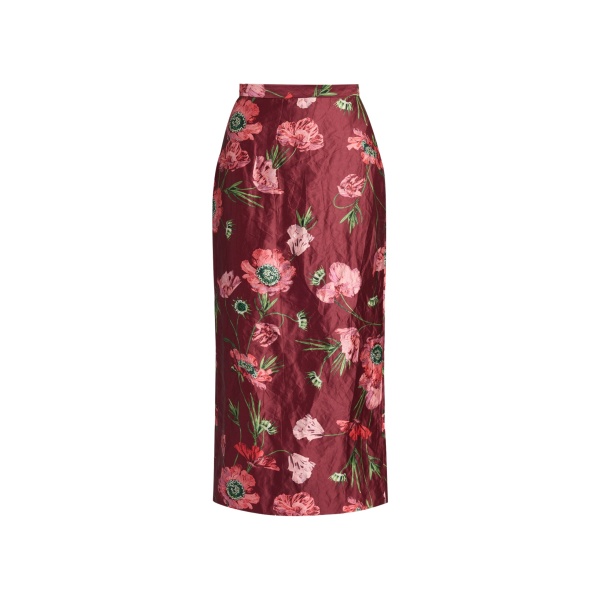 Erdem Floral Textured Satin Midi Pencil Skirt - Skirts - British Romantic Luxury at Luxury Shoes 