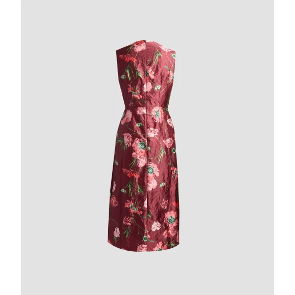 Erdem Floral Textured Satin Sleeveless Midi Dress - Dresses - British Romantic Luxury at Luxury Shoes 