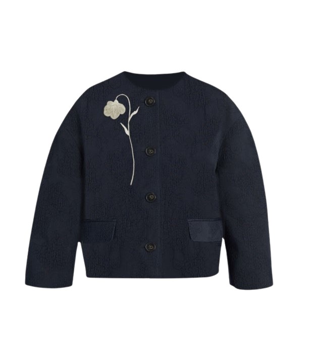 Erdem Flower Jacquard Cropped Jacket - Jackets - British Romantic Luxury at Luxury Shoes 