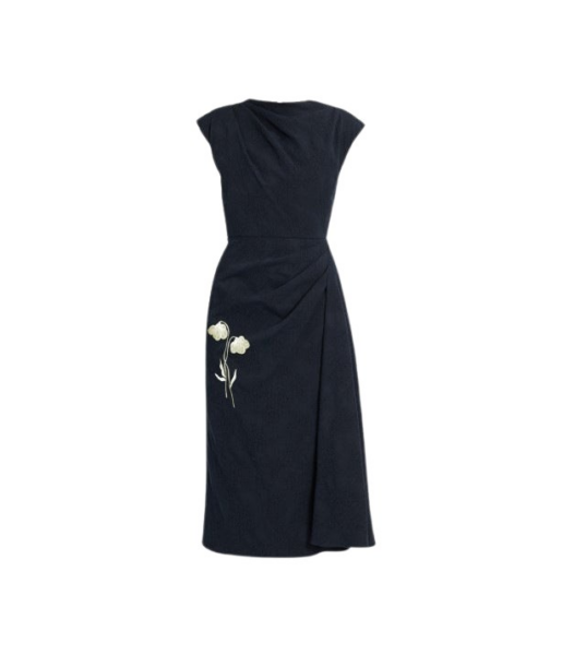 Erdem Flower Jacquard Draped Midi Dress - Dresses - British Romantic Luxury at Luxury Shoes 