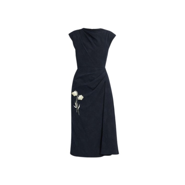 Erdem Flower Jacquard Draped Midi Dress - Dresses - British Romantic Luxury at Luxury Shoes 