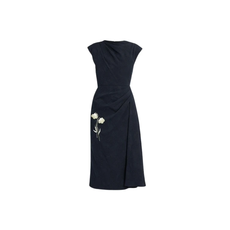 Erdem Flower Jacquard Draped Midi Dress - Dresses - British Romantic Luxury at Luxury Shoes 