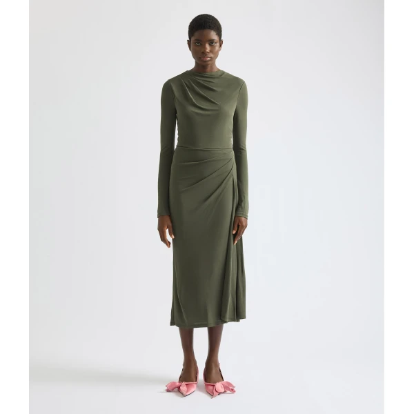 Erdem Fluid Crepe Jersey Long Sleeve Midi Dress - Dresses - British Romantic Luxury at Luxury Shoes 