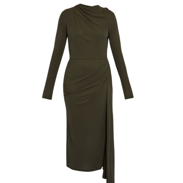 Erdem Fluid Crepe Jersey Long Sleeve Midi Dress