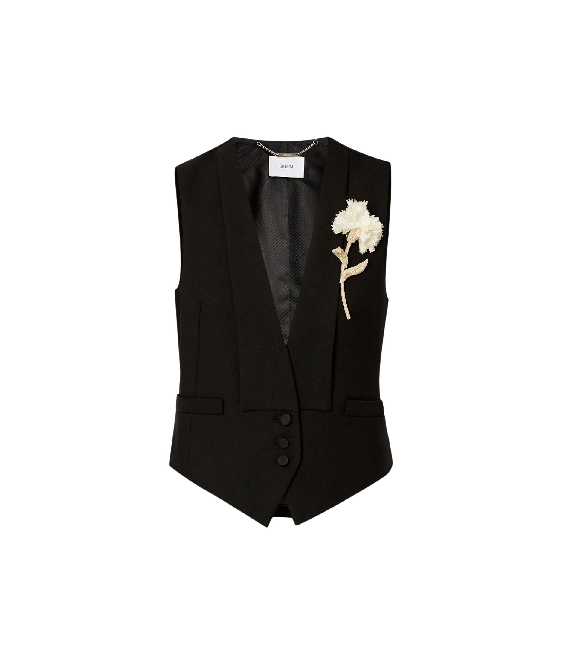Erdem Grain De Poudre Tailored Waistcoat - Tops - British Romantic Luxury at Luxury Shoes 