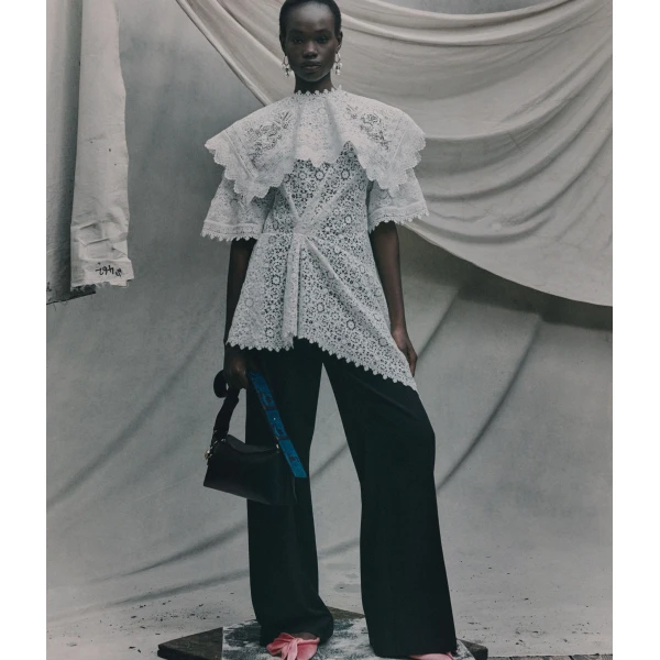 Erdem Grain De Poudre Wide Leg Trouser - Pants - British Romantic Luxury at Luxury Shoes 