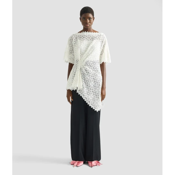 Erdem Guipure Lace Short Sleeve Blouse - Tops - British Romantic Luxury at Luxury Shoes 