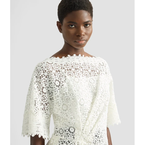 Erdem Guipure Lace Short Sleeve Blouse - Tops - British Romantic Luxury at Luxury Shoes 