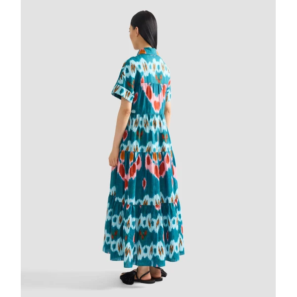 Erdem Ikat Print Cotton Tiered Midi Shirt Dress - Dresses - British Romantic Luxury at Luxury Shoes 