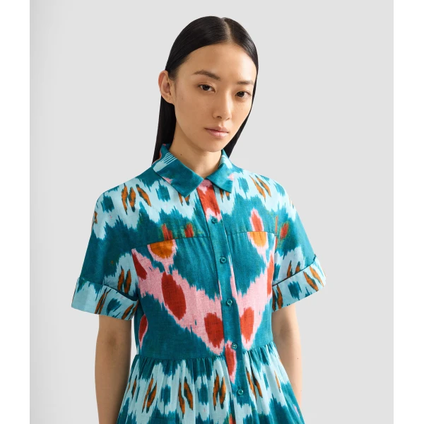 Erdem Ikat Print Cotton Tiered Midi Shirt Dress - Dresses - British Romantic Luxury at Luxury Shoes 