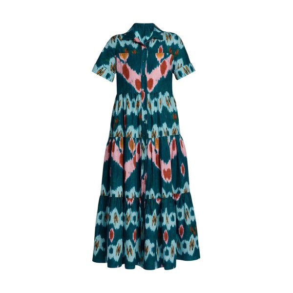 Erdem Ikat Print Cotton Tiered Midi Shirt Dress - Dresses - British Romantic Luxury at Luxury Shoes 