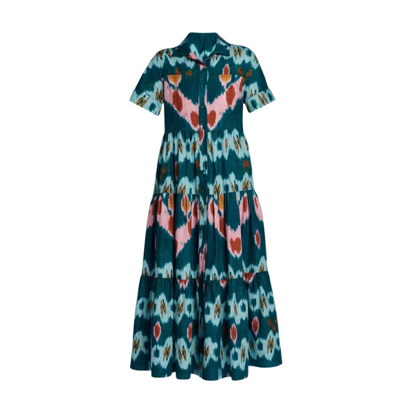 Erdem Ikat Print Cotton Tiered Midi Shirt Dress - Dresses - British Romantic Luxury at Luxury Shoes 