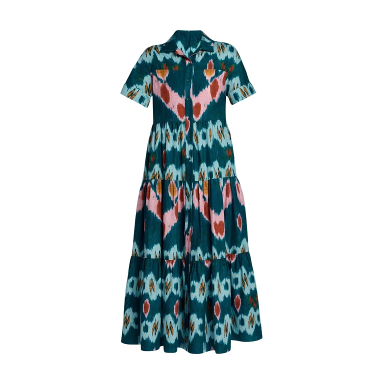 Erdem Ikat Print Cotton Tiered Midi Shirt Dress - Dresses - British Romantic Luxury at Luxury Shoes 