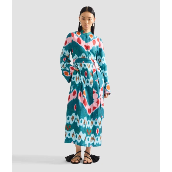 Erdem Ikat Print Silk Twill Midi Dress - Dresses - British Romantic Luxury at Luxury Shoes 