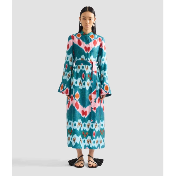 Erdem Ikat Print Silk Twill Midi Dress - Dresses - British Romantic Luxury at Luxury Shoes 