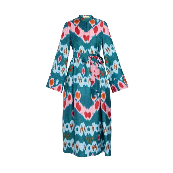 Erdem Ikat Print Silk Twill Midi Dress - Dresses - British Romantic Luxury at Luxury Shoes 