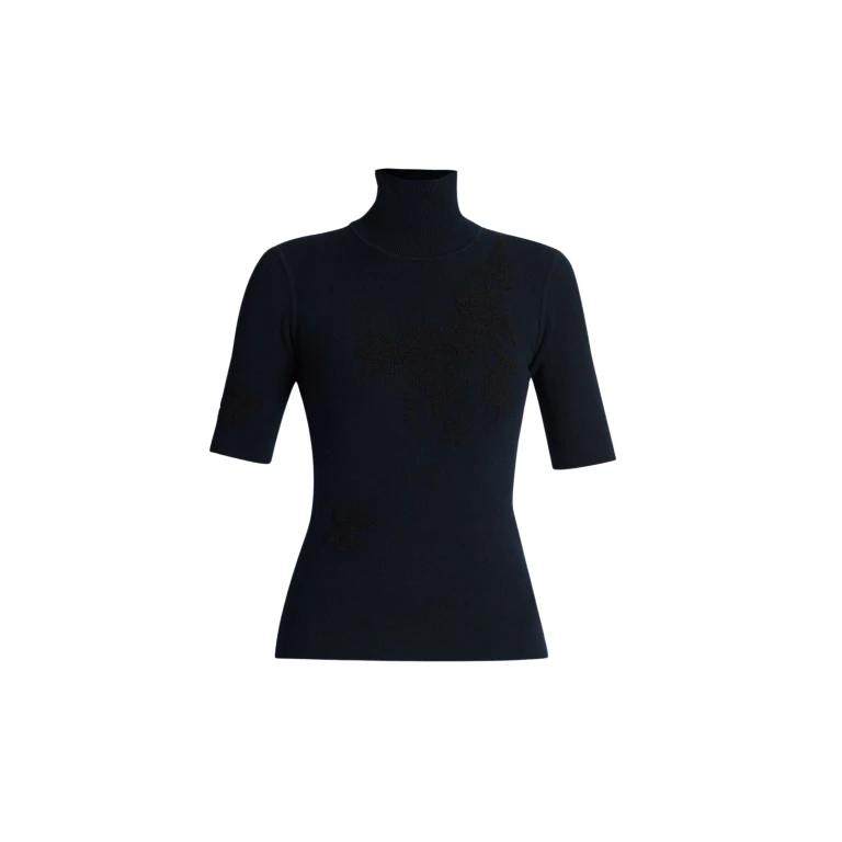 Erdem Jacquard Short Sleeve Knit Top - Knitwear - British Romantic Luxury at Luxury Shoes 