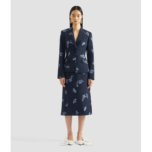 Erdem Jacquard Single Breasted Fitted Blazer - Jackets - British Romantic Luxury at Luxury Shoes 