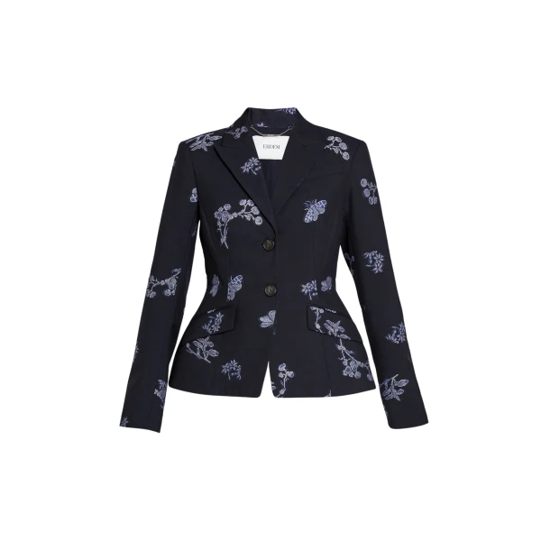 Erdem Jacquard Single Breasted Fitted Blazer - Jackets - British Romantic Luxury at Luxury Shoes 