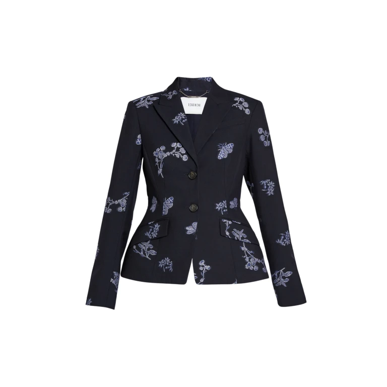 Erdem Jacquard Single Breasted Fitted Blazer - Jackets - British Romantic Luxury at Luxury Shoes 
