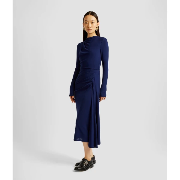 Erdem Long Sleeve Draped Midi Dress - Dresses - British Romantic Luxury at Luxury Shoes 