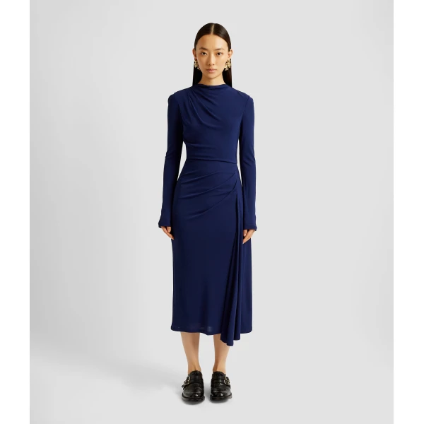 Erdem Long Sleeve Draped Midi Dress - Dresses - British Romantic Luxury at Luxury Shoes 