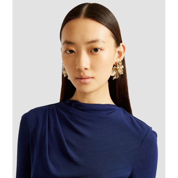 Erdem Long Sleeve Draped Midi Dress - Dresses - British Romantic Luxury at Luxury Shoes 