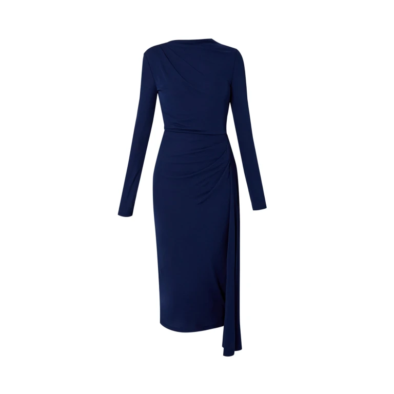 Erdem Long Sleeve Draped Midi Dress - Dresses - British Romantic Luxury at Luxury Shoes 