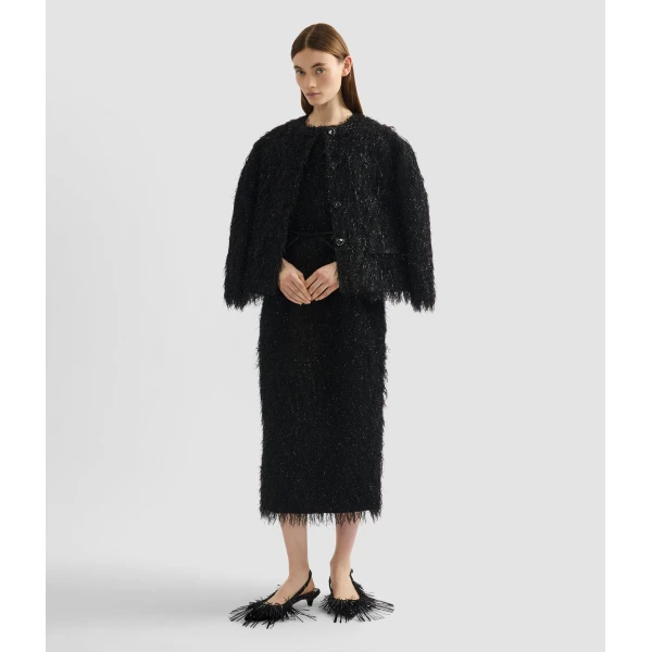 Erdem Lurex Fil Coupé Cropped Jacket - Jackets - British Romantic Luxury at Luxury Shoes 