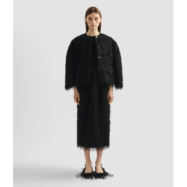 Erdem Lurex Fil Coupé Cropped Jacket - Jackets - British Romantic Luxury at Luxury Shoes 