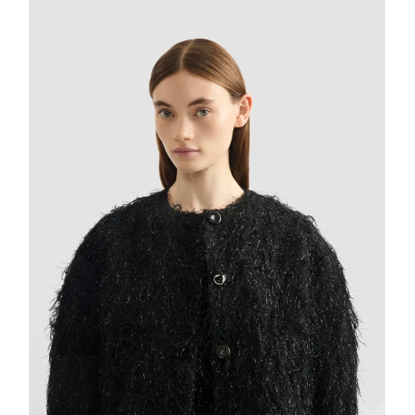 Erdem Lurex Fil Coupé Cropped Jacket - Jackets - British Romantic Luxury at Luxury Shoes 