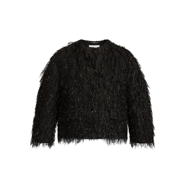 Erdem Lurex Fil Coupé Cropped Jacket - Jackets - British Romantic Luxury at Luxury Shoes 