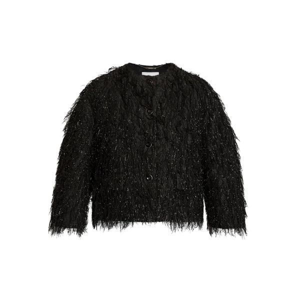 Erdem Lurex Fil Coupé Cropped Jacket - Jackets - British Romantic Luxury at Luxury Shoes 
