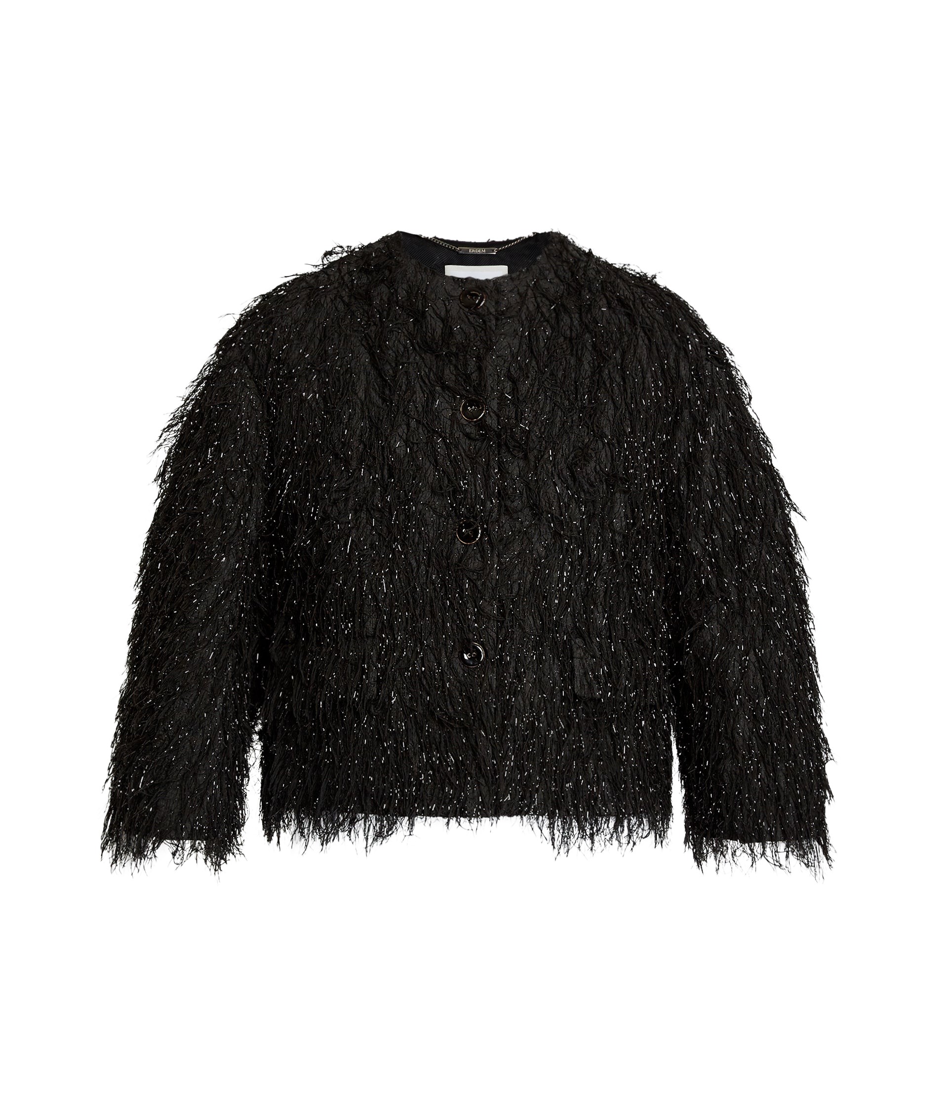 Erdem Lurex Fil Coupé Cropped Jacket - Jackets - British Romantic Luxury at Luxury Shoes 
