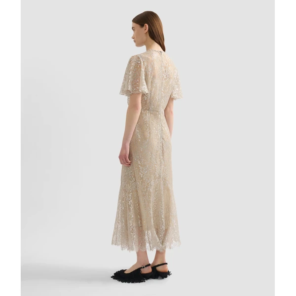 Erdem Metallic Lace Midi Dress - Dresses - British Romantic Luxury at Luxury Shoes 
