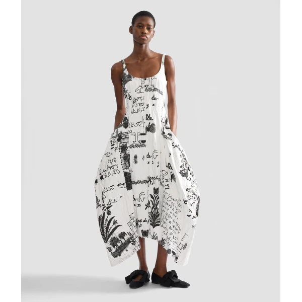 Erdem Metallised Cotton Draped Midi Dress - Dresses - British Romantic Luxury at Luxury Shoes 